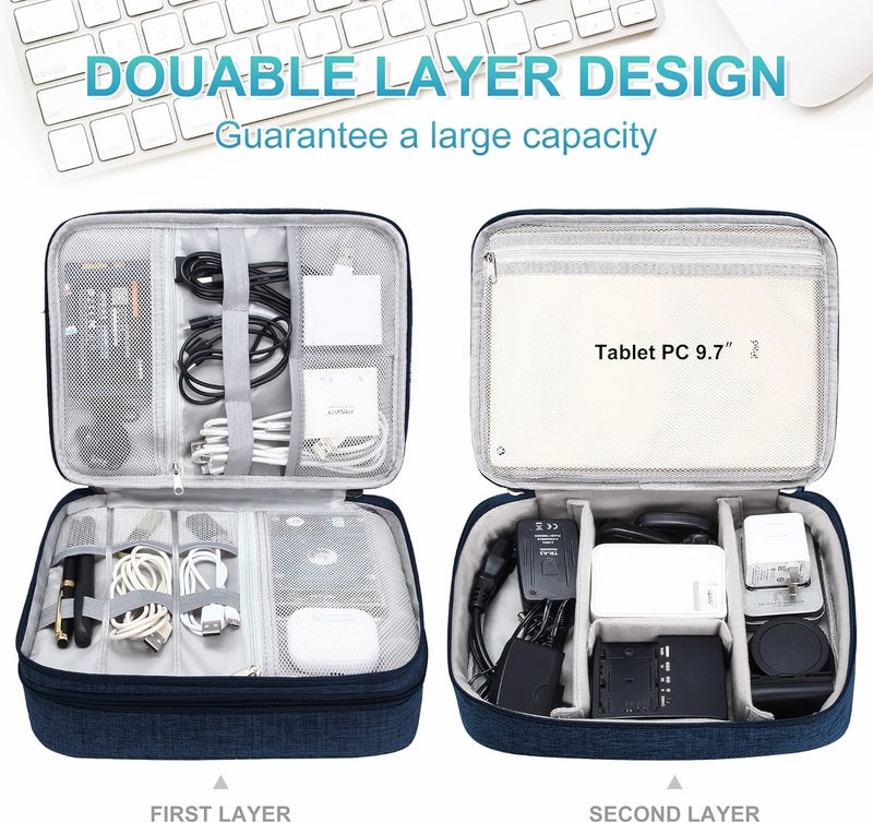 CILLA Electronics Organizer Travel, Travel Cord Organizer Case, Compact Electronics Accessories Bag for Cable, Cord, Charger, Phone - Image 2